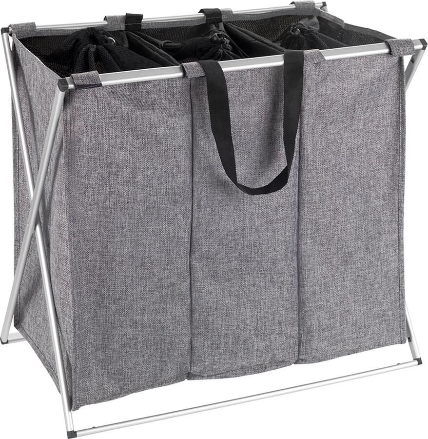 Wenko 3 vaks wasmand trekkoordsluiting 3-vaks zonder deksel 130 liter