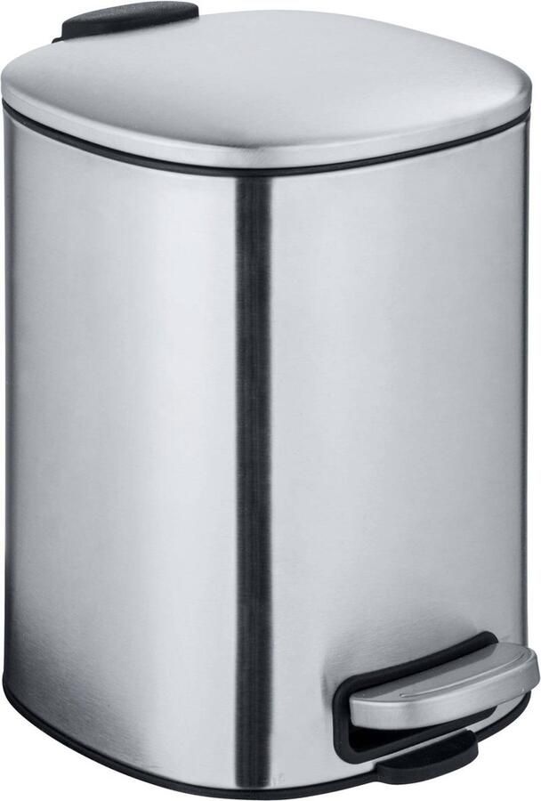Wenko Prullenbak met pedaal ALASSIO met Easy-Close functie mat roestvrij staal 5 L