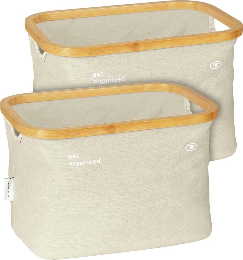 Wenko TOM TAILOR Opbergdoos Bamboe Frame Set van 2 Beige Mand Badkamer Organizer Boxen