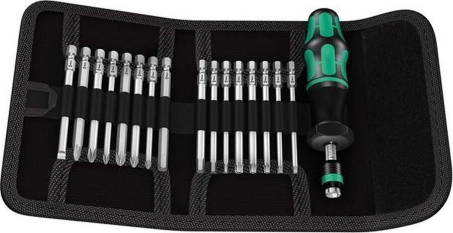 Wera 05059293001 Kraftform Kompakt 60 17 delige instelbare momentschroevendraaier in vouwtas 1 2 3 0Nm