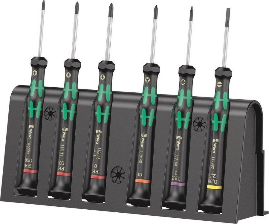 Wera 2050 6 Schroevendraaierset Elektronica en fijnmechanica 6-delig Plat Kruiskop Phillips Torx plus Microstix