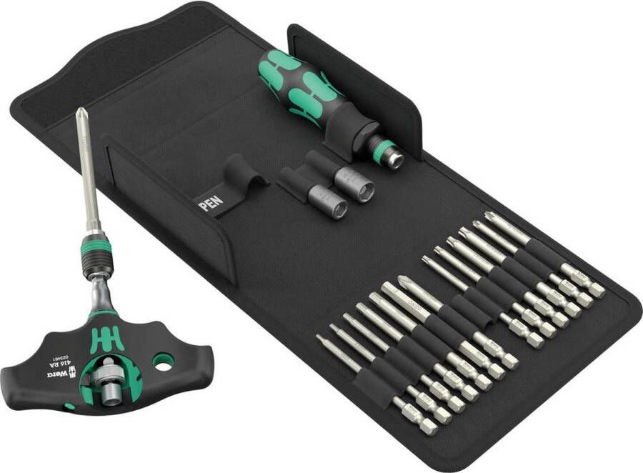 Wera Kraftform Kompakt 400 RA SHK Set 1 05136072001 Bitset 19-delig Kruiskop Phillips Kruiskop Pozidriv Inbus