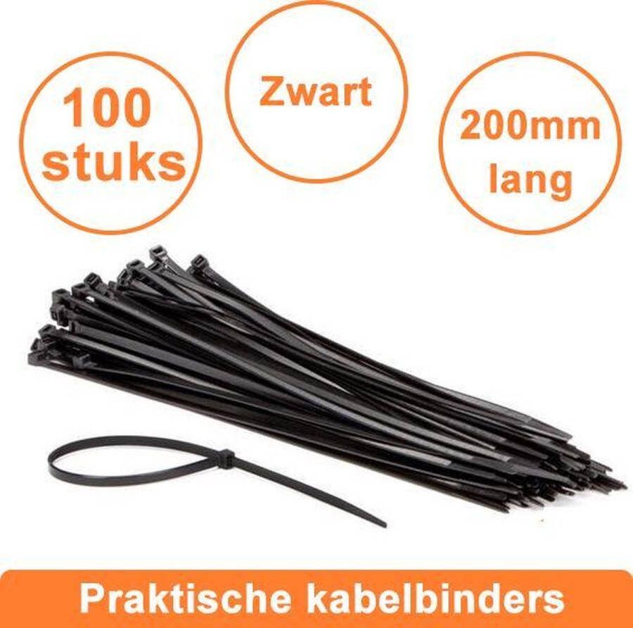 Werckmann Professionele Kabelbinders 3 5 x 200 mm 100 stuks Extra Sterk Tierips Tiewraps zwart