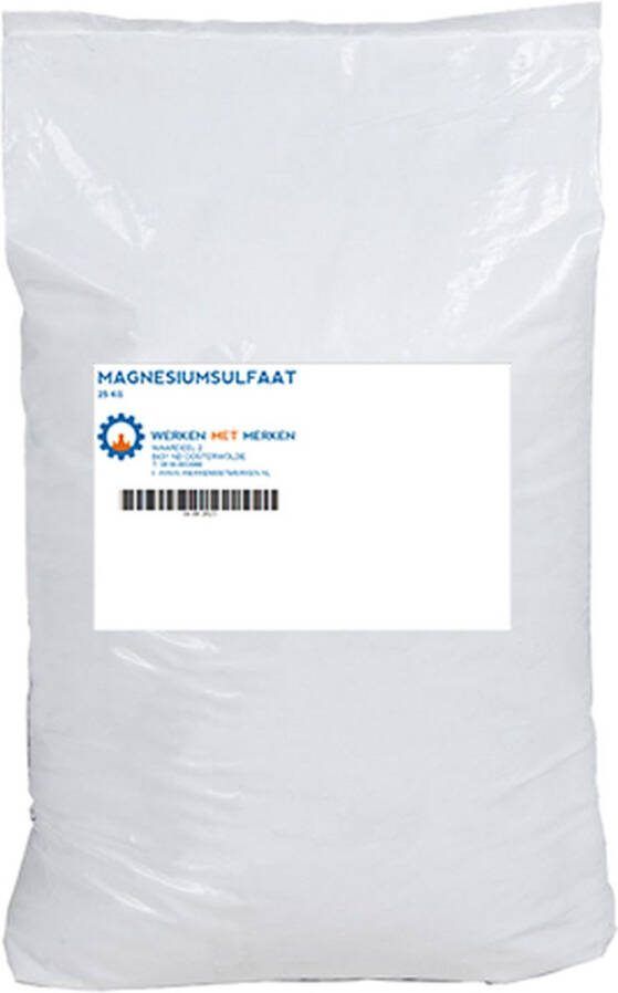 Werken met Merken Magnesiumsulfaat 100% Bitterzout Zak 25 KG Badzout Epsomzout