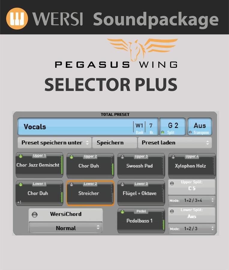 Wersi Selector Plus voor Pegasus Wing Orgel software