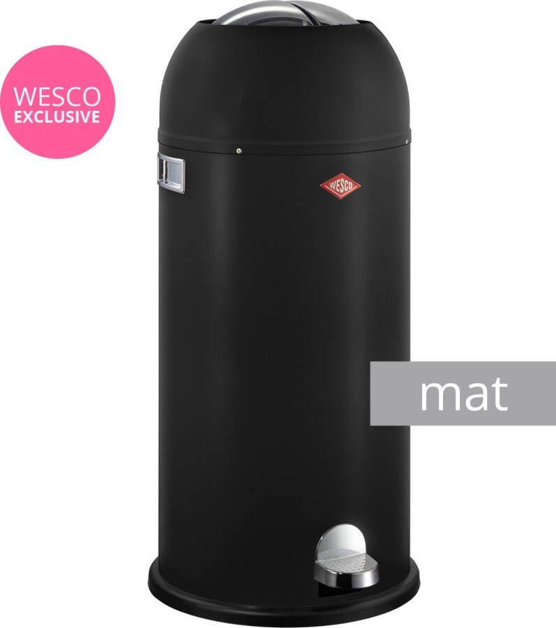 Wesco Prullenbak Kickmaster Maxi Pedaalemmer 40 l Mat Zwart