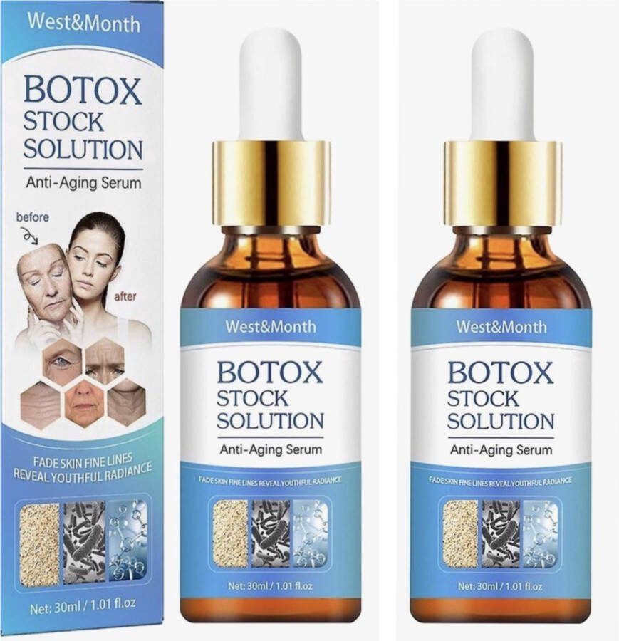 West&month 2 Stuks Gezichtsserum Anti-Aging Serum Jeugdig Botox Face Serum Collageen Boost Anti-Aging Serum Geavanceerd diep anti-rimpel serum voor alle huid