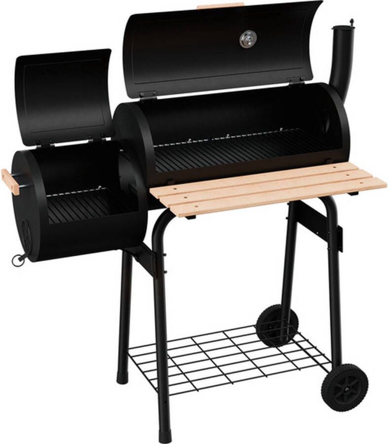 Westerholt Oil Drum Houtskool BBQ en Smoker Barbecue met Aparte Smoker Instelbare Schoorsteen