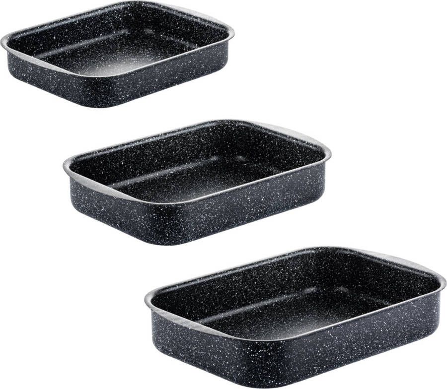 Westinghouse Ovenschaal Braadslede Bundel Ø 25 + 30 + 35 cm Zwart Marmer Set met 3 Ovenschalen Ovenschalenset