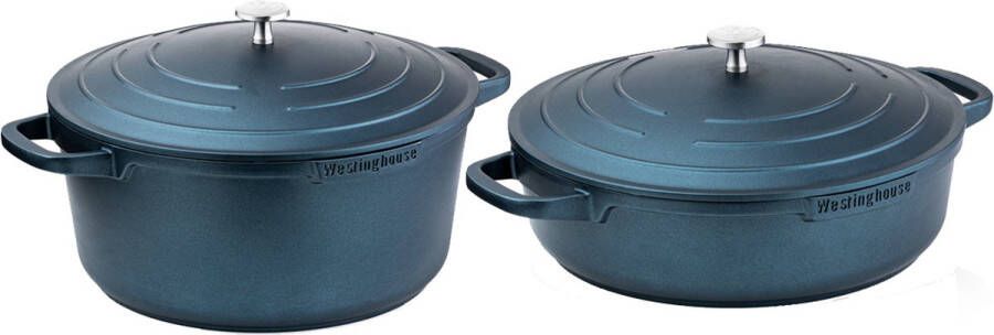 Westinghouse Pannenset Performance Series Braadpan 28cm + Hapjespan 28cm Blauw Geschikt voor alle warmtebronnen inclusief inductie