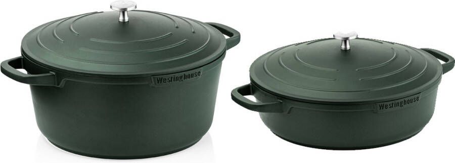 Westinghouse Pannenset Performance Series Braadpan 28cm + Hapjespan 28cm Groen Geschikt voor alle warmtebronnen inclusief inductie