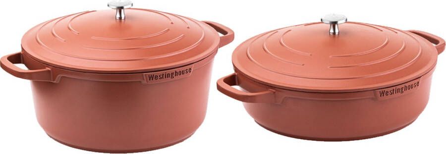 Westinghouse Pannenset Performance Series Braadpan 28cm + Hapjespan 28cm Rood Geschikt voor alle warmtebronnen inclusief inductie