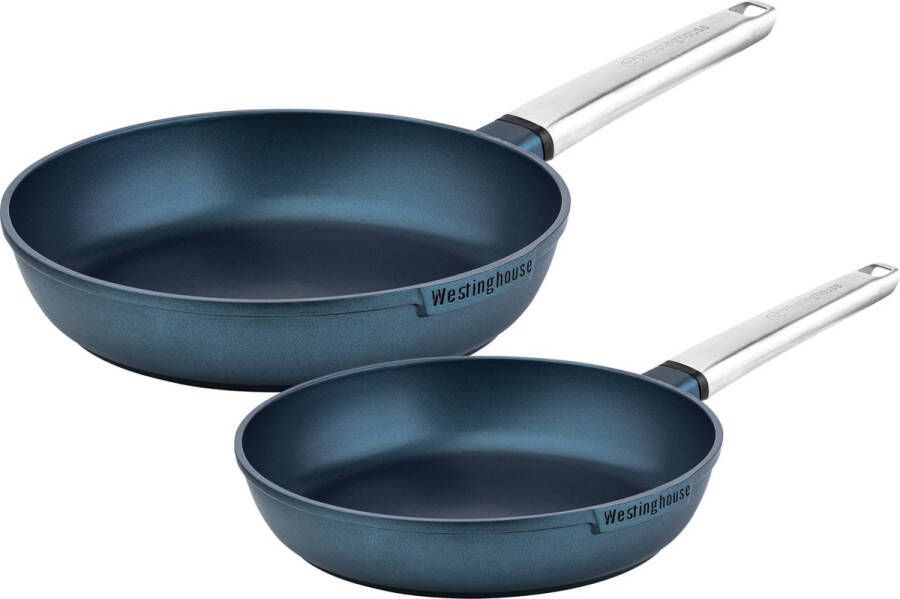 Westinghouse Pannenset Performance Series koekenpan 24cm + koekenpan 28cm Blauw Koekenpannenset 2-delig Geschikt voor alle warmtebronnen inclusief inductie