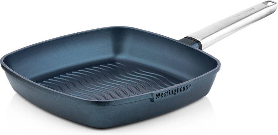 Westinghouse Performance Series Grillpan Inductie 28cm Luxe Grillpan Blauw Steakpan Geschikt voor alle warmtebronnen inclusief inductie en ovenbestendig