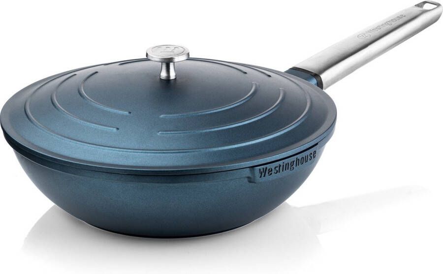 Westinghouse Performance Series Wokpan Inductie 28cm Luxe Wok met Deksel Blauw Geschikt voor alle warmtebronnen