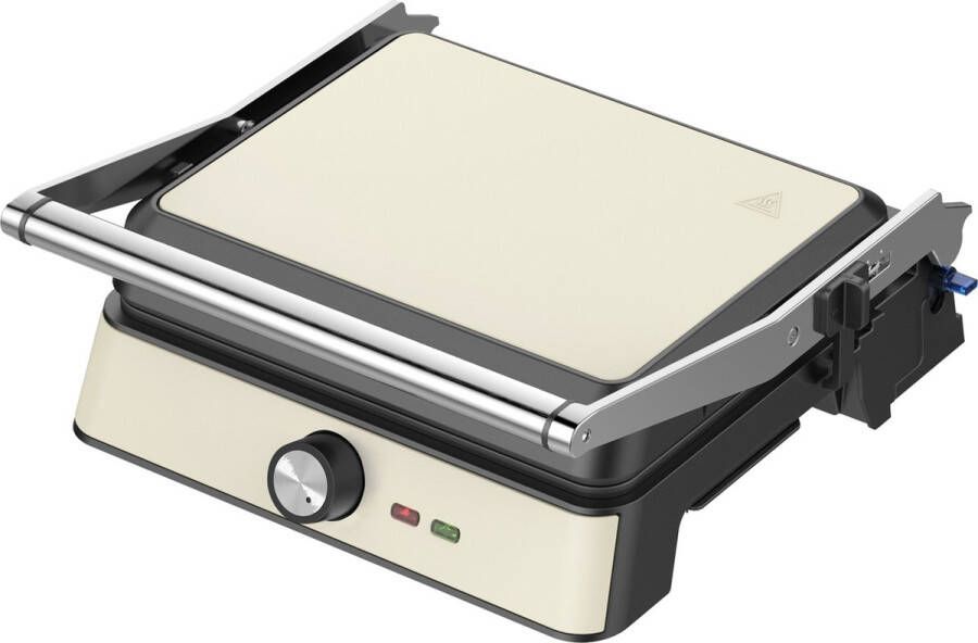 Westinghouse Retro Contactgrill 29 x 24 cm 180° voor dubbelzijdig grillen 2200W Tosti apparaat Instelbare temperatuurregeling Panini grill Tosti ijzer Wit