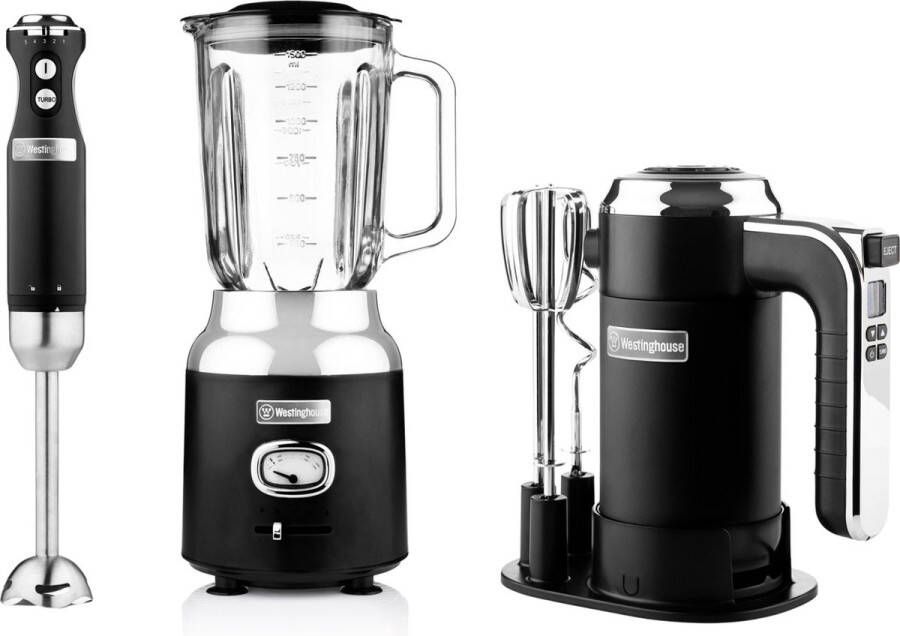 Westinghouse Retro Handmixer + Staafmixer + Blender Zwart