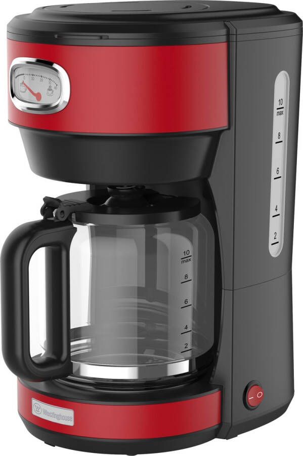 Westinghouse Retro Serie Koffiezetapparaat Filterkoffie Machine Rood Met Herbruikbare Filter 10 Koppen Koffie