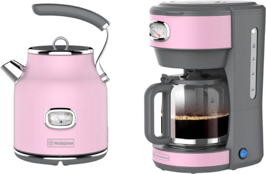 Westinghouse Retro Series Waterkoker + Koffiezetapparaat Koffiefilter combinatiedeal Roze