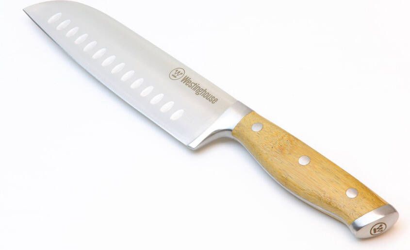 Westinghouse Santoku Mes Bamboe 17 5cm Houten Handvat Japans koksmes