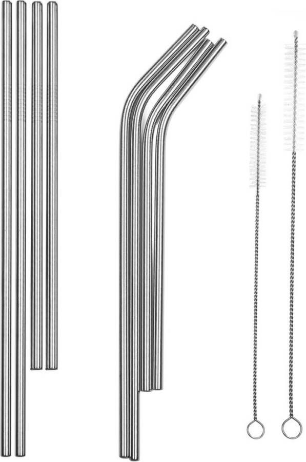 Westinghouse Set Van 8 Herbruikbare Roestvrijstalen Rietjes En 2 Reinigingsborstels –