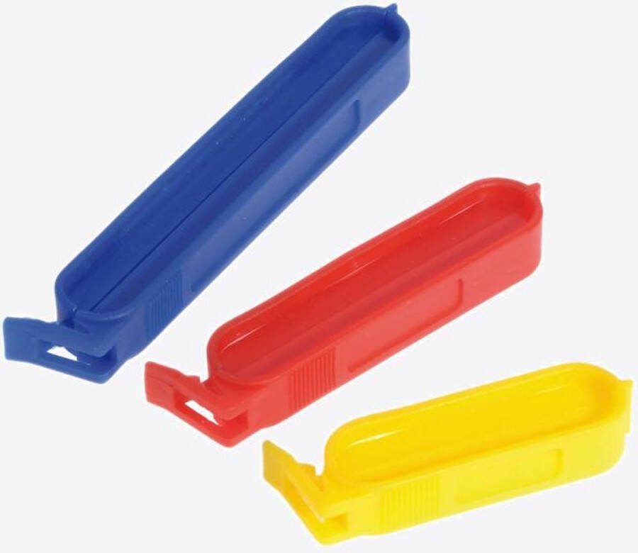 Westmark set van 10 vershoudclips uit kunststof geel; rood en blauw 6; 8 en 10 cm