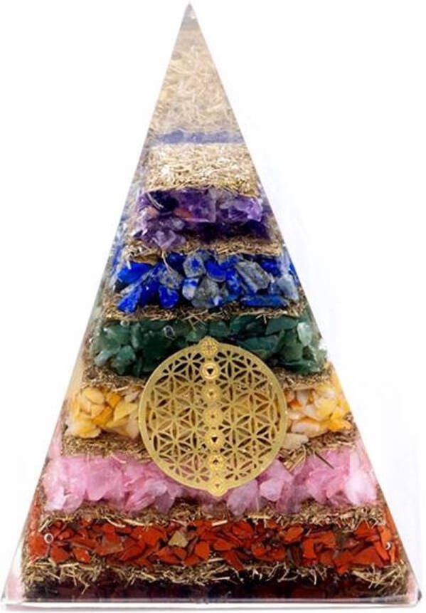 WGifts Grote Orgonite Piramide Zeven Chakra Levensbloem 15x8.5x8.5cm Spirituele Decoratie Edelstenen & Mineralen