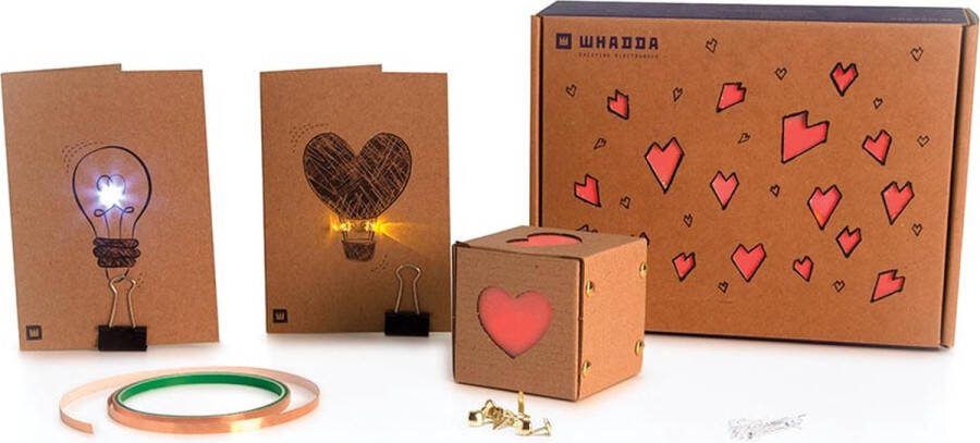 Whadda Exciting Electronics Whadda Tape-o-Tronics knutseldoos creatieve DIY-projecten met karton en leds solderen is optioneel perfect voor makers en knutselliefhebbers thema: valentijn hartjes