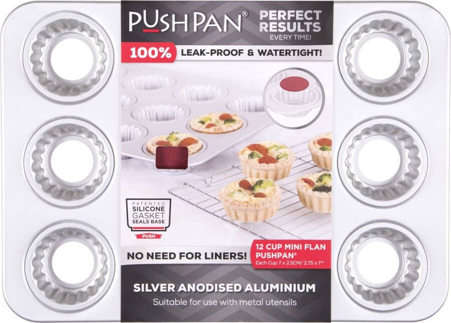 Wham PushPan Cupcake Mini Aluminium Rechthoekig 12 stuks Cakevorm