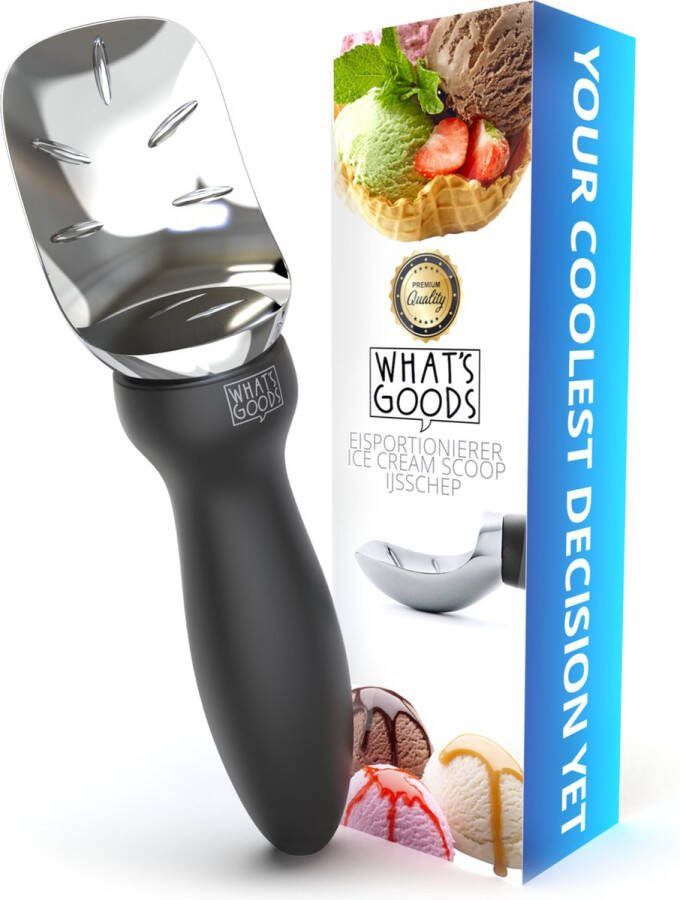 What's Goods Professionele ijsschep ijslepel Ergonomisch anti vries & uniek groeven design Levenslange garantie
