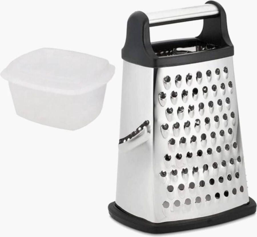 Whatshome Keuken rasp met 4 snijkanten Blokrasp Keukenraspen handraspen raspen Koken Keukengerei Met opvangbak
