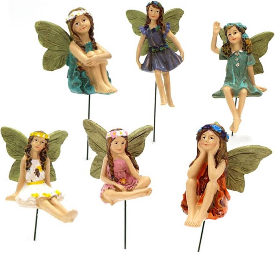 Whcctl 6 stuks feeënfiguren elfen fee tuin feeën figuur miniatuur feeënfiguren accessoires tuin outdoor ornamenten decoratie beeldje accessoires voor bloempotdecoratie
