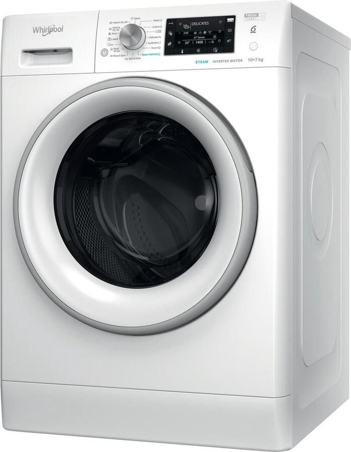 Whirlpool FFWDD1076258SVEE vrijstaande was-droogcombinatie wasmachine