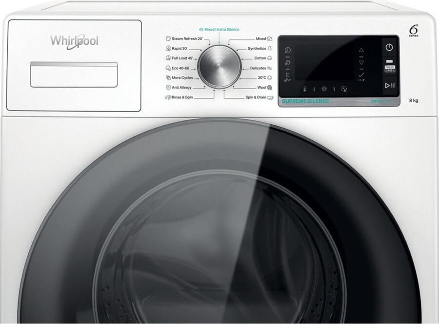 Whirlpool W6 XW845WB EE wasmachine Voorbelading 8 kg 1400 RPM B Zwart Wit