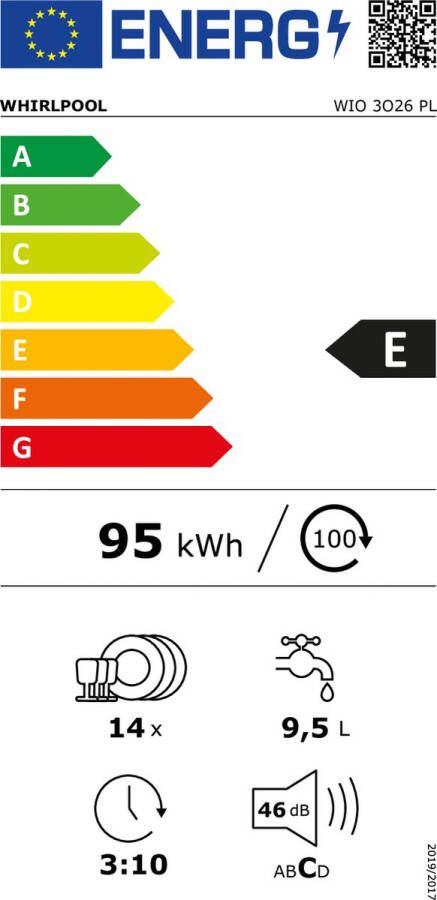 Whirlpool WIO3O26PL Volledig ingebouwd 14 couverts E