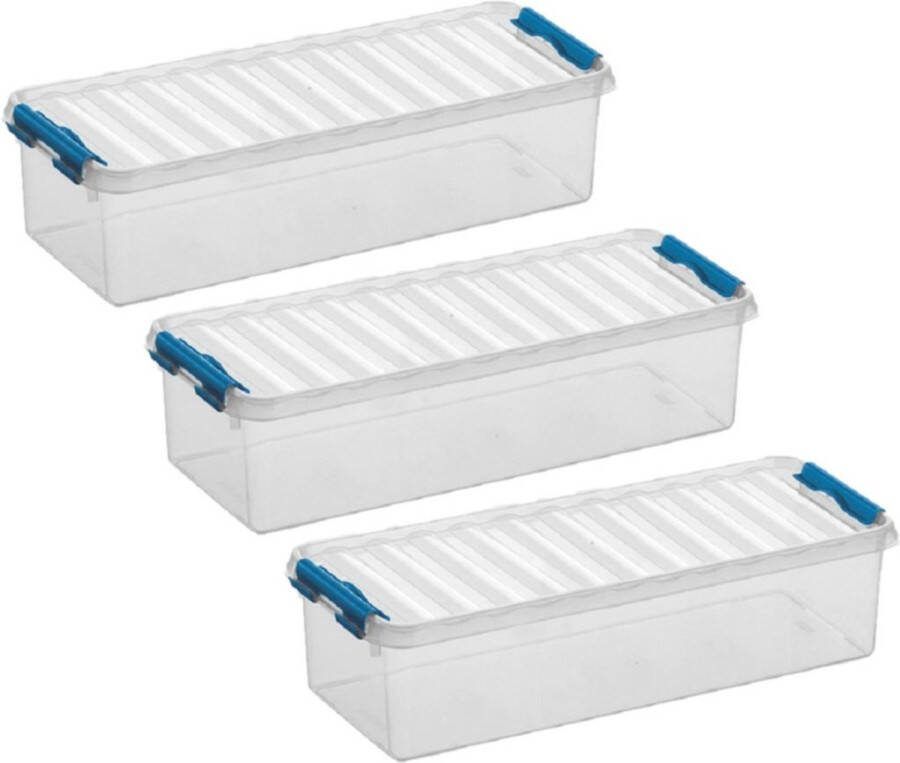 White box 4x stuks opberg box opbergdoos 3.5 liter 38.5 x 14 x 9.2 cm Opslagbox Opbergbak kunststof transparant rood