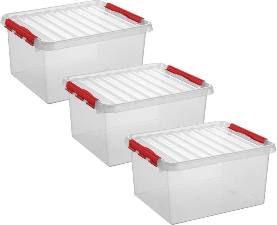 White box 4x stuks opberg box opbergdoos 36 liter 50 x 40 x 26 cm Opslagbox Opbergbak kunststof transparant blauw