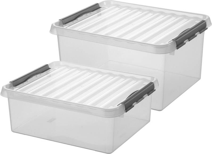 Sunware Opberg boxen set van 4x stuks in 25L en 36L kunststof met deksel Opbergbox
