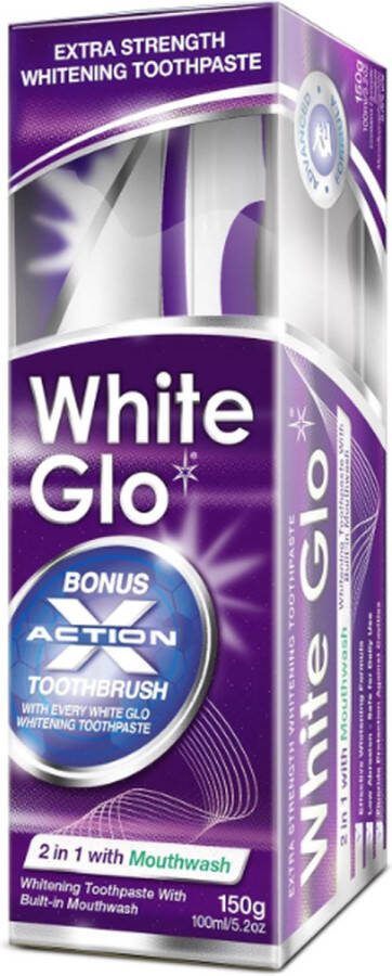 White Glo 2in1 Whitening Tandpasta met Mondwater zwart antraciet