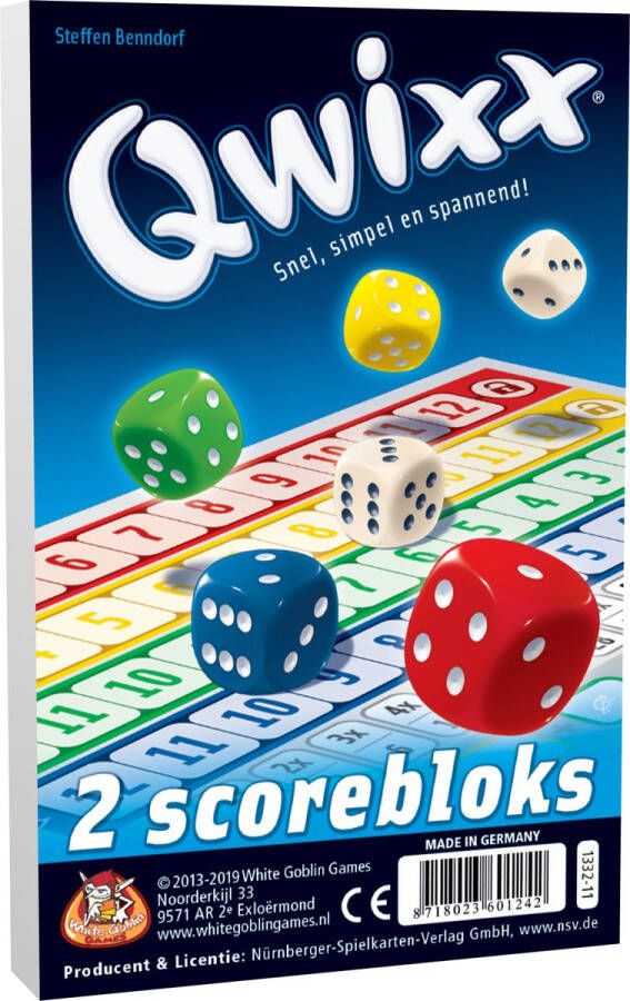 White Goblin Games Qwixx Blocks Dobbelspel 2 Scoreblocks Uitbreiding