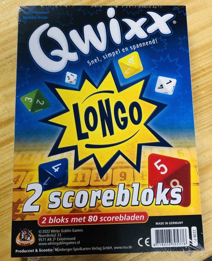 White Goblin Games Qwixx Longo dobbelspel uitbreiding 2 scorebloks met 80 scorebladen