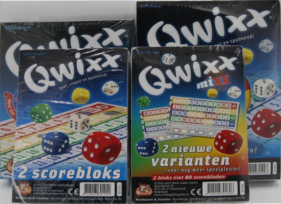 White Goblin Games Qwixx met 3 verschillende scorebloks voor nog meer speelplezier