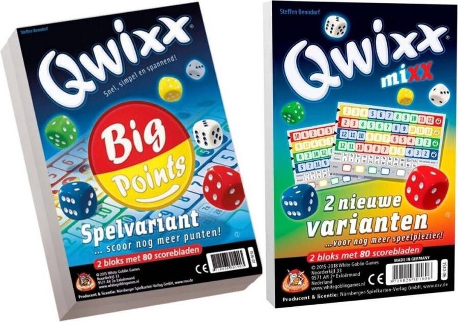 White Goblin Games Spellenbundel 2 stuks Dobbelspel Qwixx Big Points & Qwixx Mixx