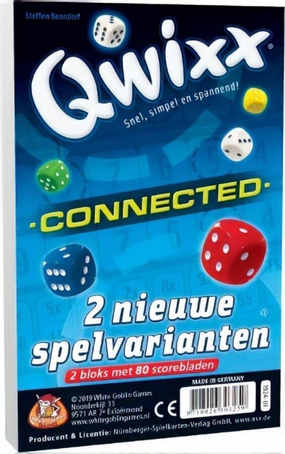 White Goblin Games Spellenbundel 2 stuks Dobbelspel Qwixx Connected & 2 extra scoreblocks