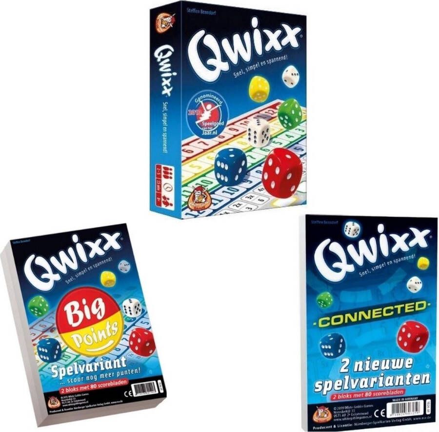White Goblin Games Spellenbundel 3 stuks Dobbelspel Qwixx & Qwixx Big Points & Qwixx Connected