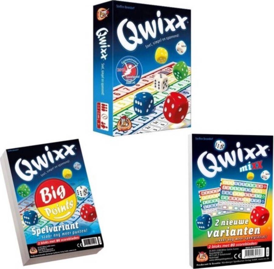 White Goblin Games Spellenbundel 3 stuks Dobbelspel Qwixx & Qwixx Big Points & Qwixx Mixx