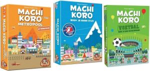 White Goblin Games Spellenbundel 3 Stuks Machi Koro Basisspel & Metropool Uitbreiding & Voetbal Editie
