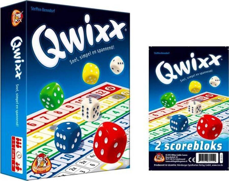 White Goblin Games Spelvoordeelset Qwixx Dobbelspel inclusief twee scorebloks