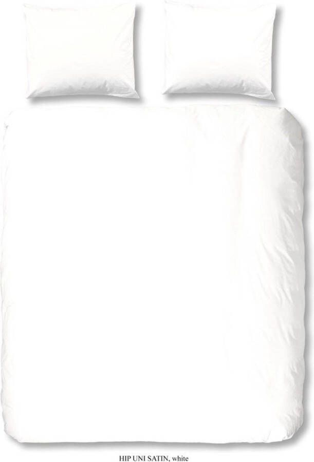HIP Collection Uni Satin dekbedovertrek Lits-jumeaux (240x200 220 cm + 2 slopen) Katoen satijn White