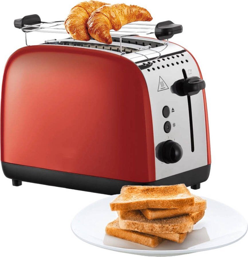 White-label Broodrooster met Tostiklemmen Toaster Broodroosters Rood